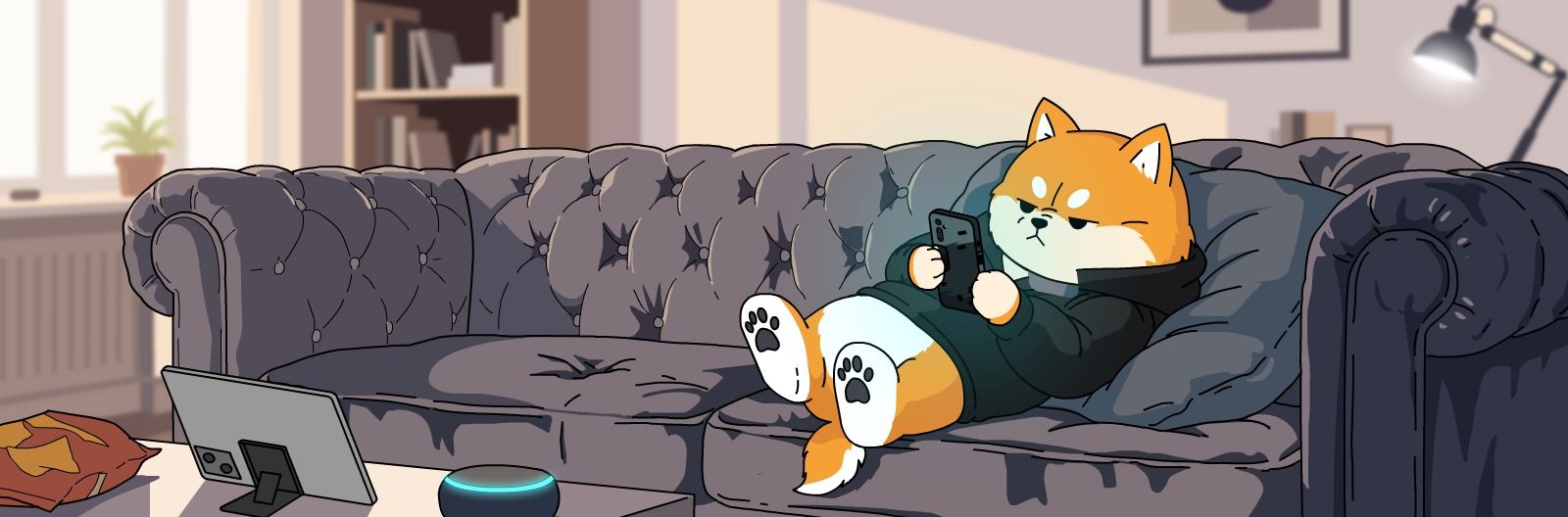 Sagasu relaxing with a phone